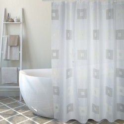 MSV Shower curtain Polyester BLOCK 180x200cm PREMIUM QUALITY Gray - Rings included