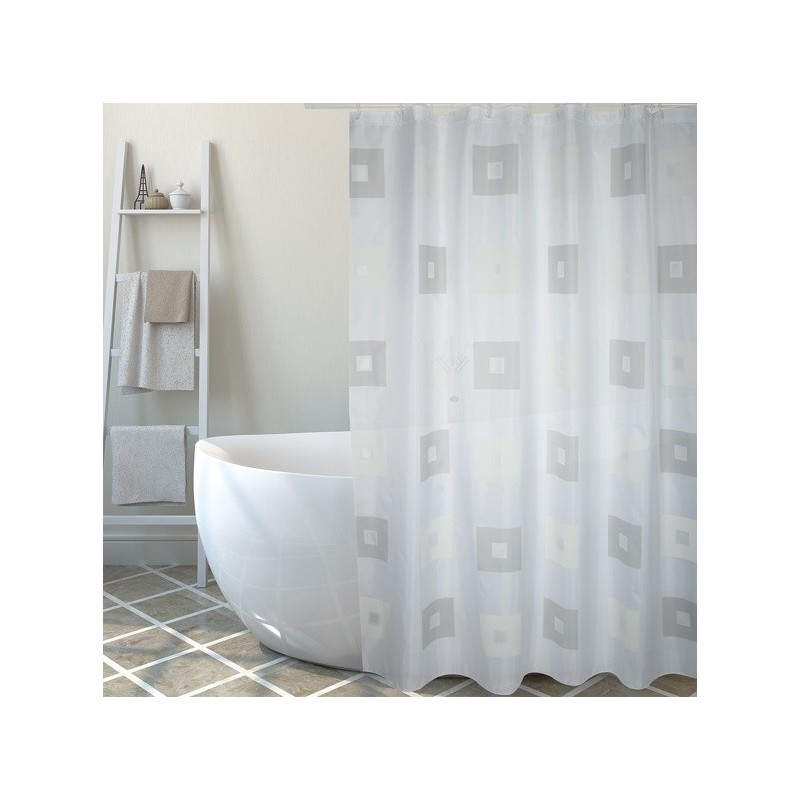 Rideau de douche Polyester BLOCK 180x200cm QUALITÉ PREMIUM Gris - Anneaux inclus MSV MSV