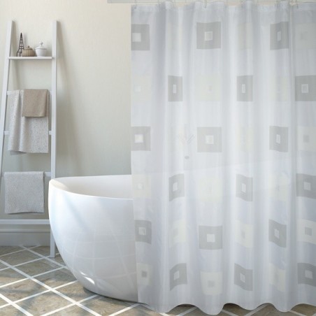 MSV Duschvorhang Polyester BLOCK 180x200cm PREMIUM QUALITÄT Grau - Ringe inklusive MSV