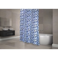 MSV Cortina de ducha Poliéster CALULA 180x200cm CALIDAD PREMIUM Azul - Anillas incluidas MSV