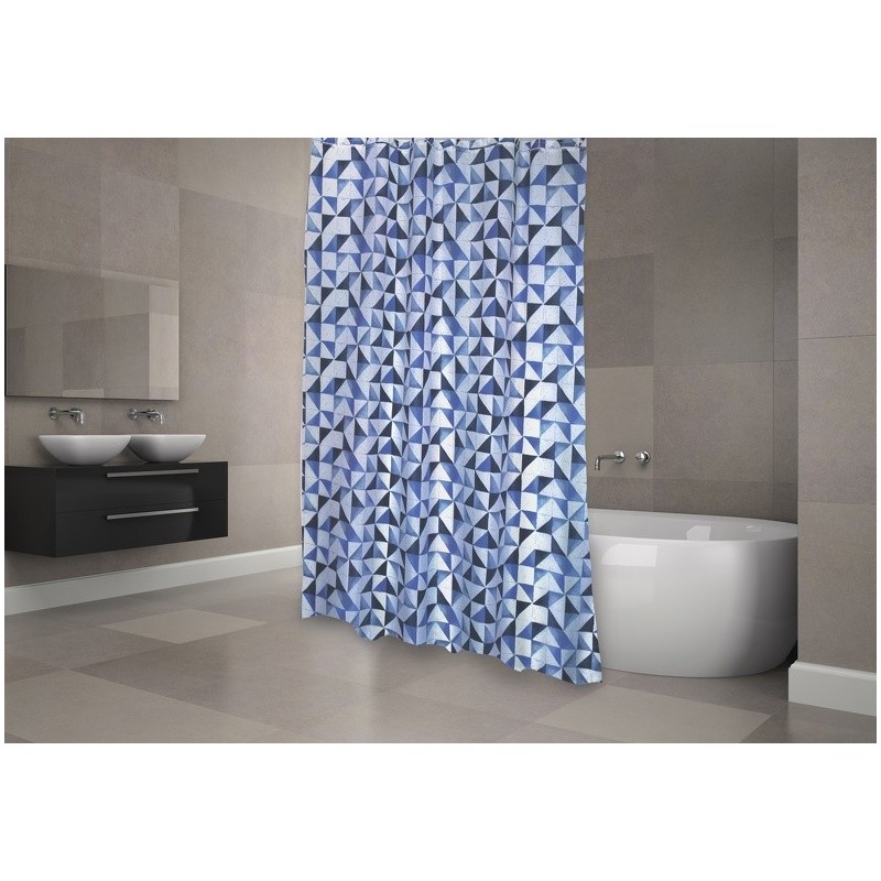 MSV Cortina de ducha Poliéster CALULA 180x200cm CALIDAD PREMIUM Azul - Anillas incluidas MSV