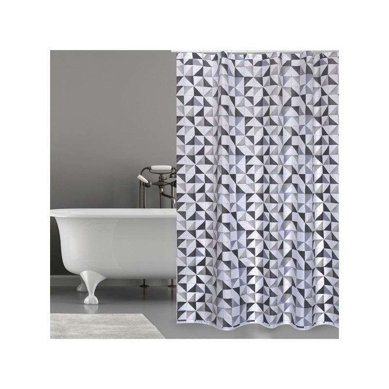 MSV Cortina de ducha Poliéster CALULA 180x200cm CALIDAD PREMIUM Gris - Anillas incluidas MSV
