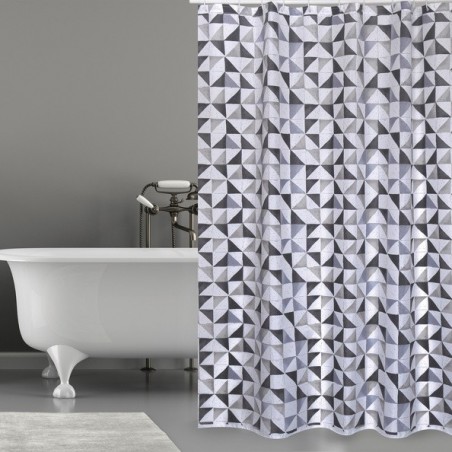 MSV Duschvorhang Polyester CALULA 180x200cm PREMIUM QUALITÄT Grau - Ringe inklusive MSV