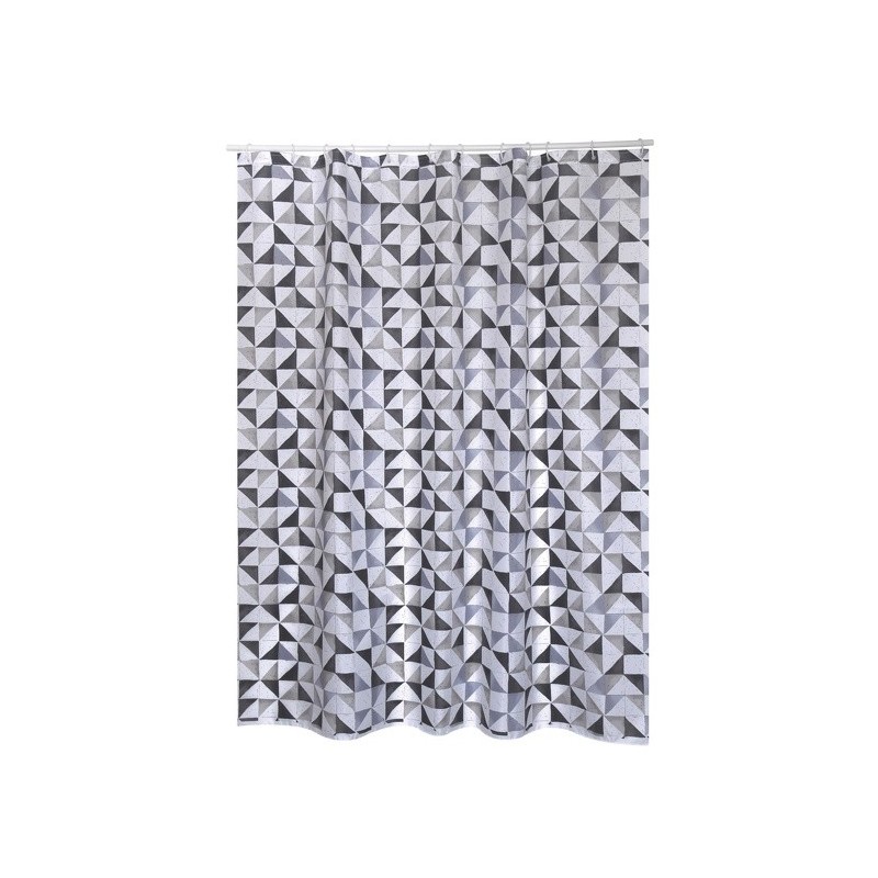 MSV Shower curtain Polyester CALULA 180x200cm PREMIUM QUALITY Gray - Rings included MSV