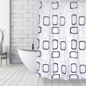 MSV Shower curtain Polyester 180x200cm Gray & White Patterns - Rings Included MSV