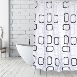 MSV Shower curtain Polyester 180x200cm Gray & White Patterns - Rings Included