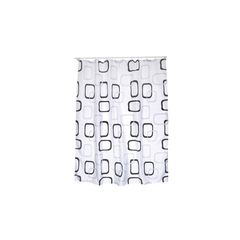 MSV Tenda doccia in poliestere 180x200 cm con motivi grigi e bianchi - Anelli inclusi MSV