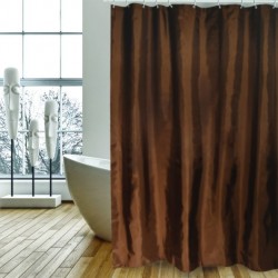 MSV Shower curtain Polyester 180x200cm Chocolate - Rings included