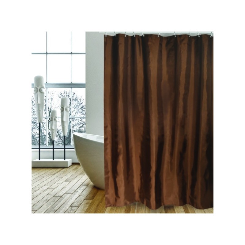 MSV Duschvorhang Polyester 180x200cm Schokolade - Ringe inklusive MSV