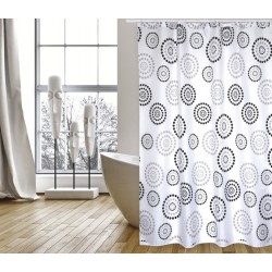 MSV Shower curtain Polyester DOTS 180x200cm PREMIUM QUALITY Gray - Rings included