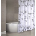 MSV Shower curtain Polyester FLOWERS 180x200cm PREMIUM QUALITY Gray & White - Rings included MSV
