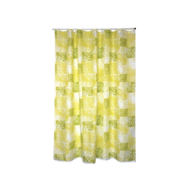 MSV Cortina de ducha Poliéster JAVA CADIX 180x200cm CALIDAD PREMIUM Verde - Anillas incluidas MSV
