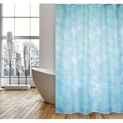 MSV Cortina de ducha Poliéster JAVA CADIX 180x200cm CALIDAD PREMIUM Azul - Anillas incluidas MSV