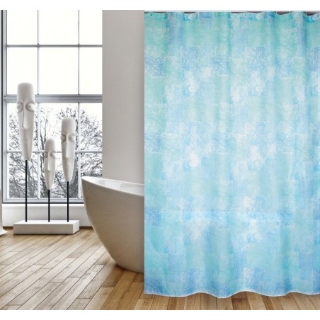 Rideau de douche Polyester JAVA CADIX 180x200cm QUALITÉ PREMIUM Bleu - Anneaux inclus MSV MSV