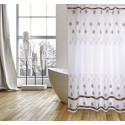 MSV Shower curtain Polyester KAYA 180x200cm PREMIUM QUALITY White & Brown - Rings included MSV