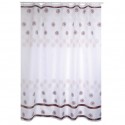 MSV Cortina de ducha Poliéster KAYA 180x200cm CALIDAD PREMIUM Blanco y Marrón - Anillas incluidas MSV