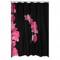 MSV Shower curtain LANYU Polyester 180x200cm Black & Pink Flowers Pattern - Rings Included MSV
