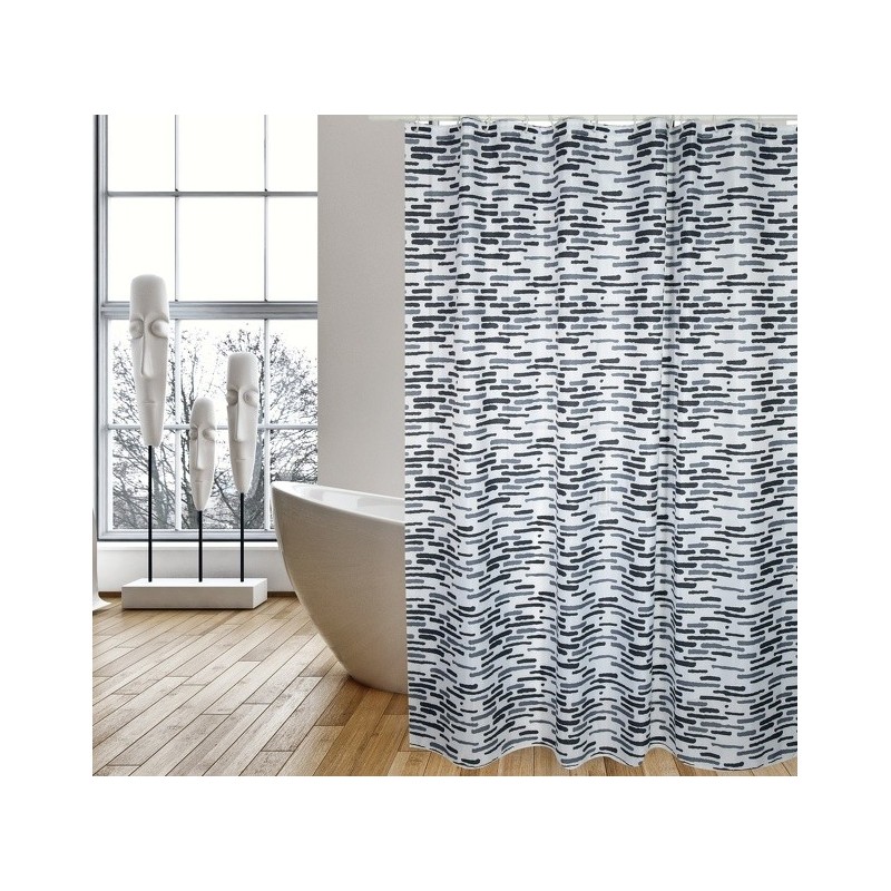 MSV Duschvorhang Polyester LOFT 180x200cm PREMIUM QUALITÄT Grau - Ringe inklusive MSV