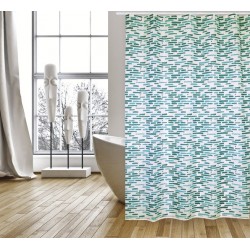 MSV Cortina de ducha Poliéster LOFT 180x200cm CALIDAD PREMIUM Azul - Anillas incluidas MSV