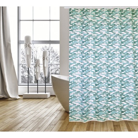 MSV Cortina de ducha Poliéster LOFT 180x200cm CALIDAD PREMIUM Azul - Anillas incluidas MSV