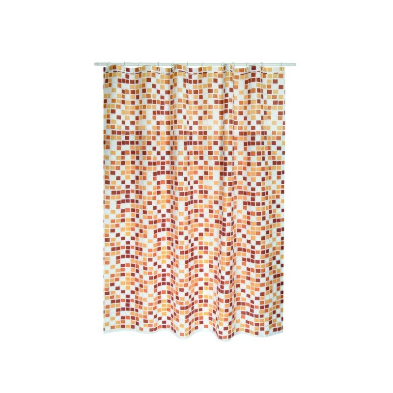 MSV Shower curtain Polyester MOSAIKO 180x200cm PREMIUM QUALITY Beige - Rings included MSV