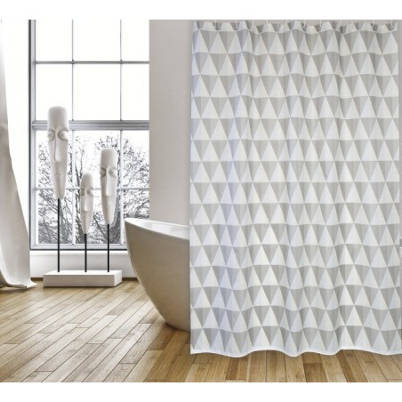 MSV Duschvorhang NAROK Polyester 180X200cm PREMIUM QUALITÄT Grau & Weiß - Ringe inklusive MSV