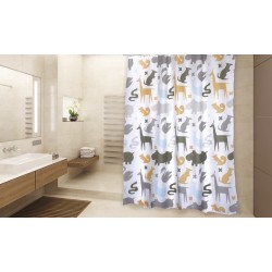 MSV Cortina de ducha Poliéster Cortina de baño NOÉ 180x200cm CALIDAD PREMIUM Multicolor - Anillas incluidas MSV