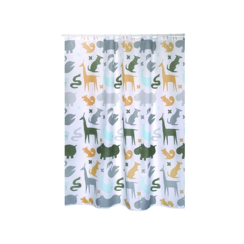 MSV Tenda doccia Poliestere NOÉ 180x200cm QUALITÀ PREMIUM Multicolore - Anelli inclusi MSV