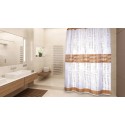 Rideau de douche Polyester ONS 180x200cm QUALITÉ PREMIUM Blanc & Marron - Anneaux inclus MSV MSV