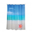MSV Cortina de ducha Poliéster 180x200cm Estampado Paraíso Azul y Blanco - Anillas Incluidas MSV