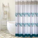MSV Duschvorhang Polyester PORTO 180x200cm PREMIUM QUALITÄT Grün & Weiß - Ringe inklusive MSV