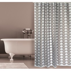 MSV Cortina de ducha Poliéster BENTO 180x200cm CALIDAD PREMIUM Marrón - Anillas incluidas MSV