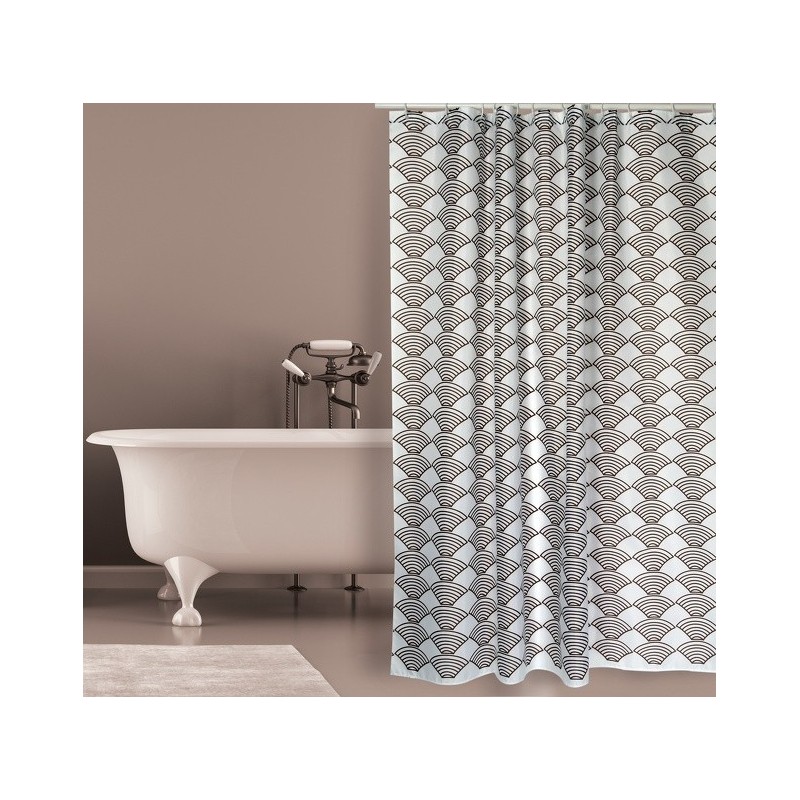 MSV Shower curtain Polyester BENTO 180x200cm PREMIUM QUALITY Brown - Rings included MSV