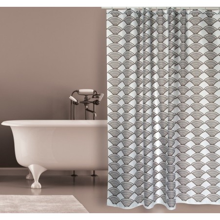 MSV Shower curtain Polyester BENTO 180x200cm PREMIUM QUALITY Brown - Rings included MSV