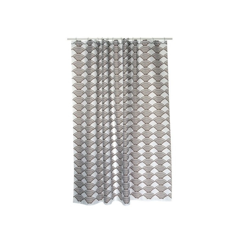 MSV Duschvorhang Polyester BENTO 180x200cm PREMIUM QUALITÄT Braun - Ringe inklusive MSV