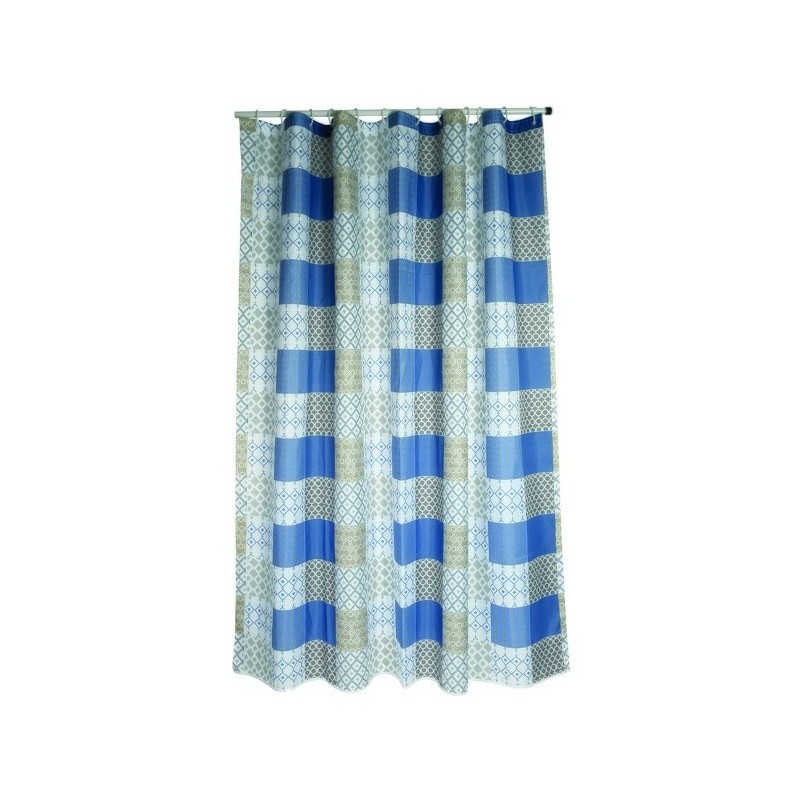 Rideau de douche Polyester CERAMIQUE 180x200cm QUALITÉ PREMIUM Bleu - Anneaux inclus MSV MSV