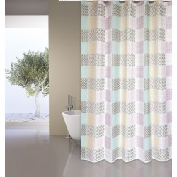 MSV Tenda doccia Poliestere CERAMICA 180x200cm PREMIUM QUALITY Rosa - Anelli inclusi MSV