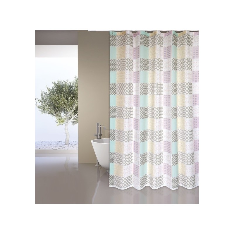Rideau de douche Polyester CERAMIQUE 180x200cm QUALITÉ PREMIUM Rose - Anneaux inclus MSV MSV