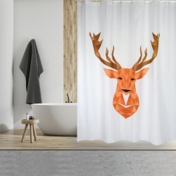 Rideau de douche Polyester CIEVRO 180x200cm QUALITÉ PREMIUM Marron & Blanc MSV MSV