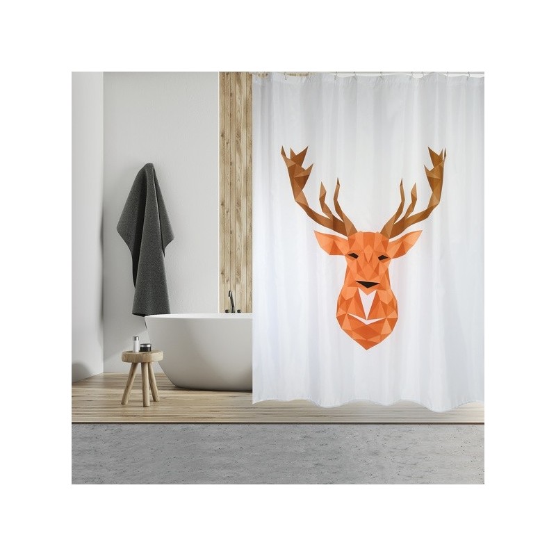 MSV Cortina de ducha Poliéster CIEVRO 180x200cm CALIDAD PREMIUM Marrón y Blanco MSV