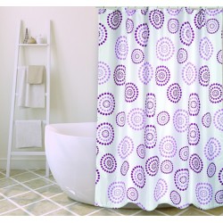 MSV Cortina de ducha Poliéster DOTS 180x200cm CALIDAD PREMIUM Morado - Anillas incluidas MSV
