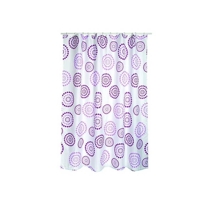 Rideau de douche Polyester DOTS 180x200cm QUALITÉ PREMIUM Violet - Anneaux inclus MSV MSV