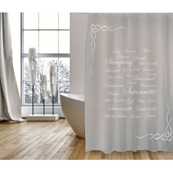 MSV Shower curtain GRASSE Polyester 180x200cm PREMIUM QUALITY Taupe - Rings included MSV