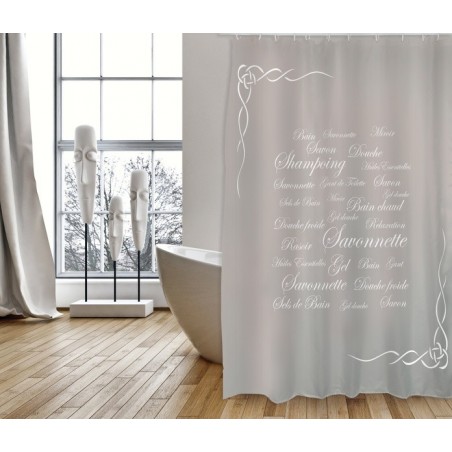 MSV Shower curtain GRASSE Polyester 180x200cm PREMIUM QUALITY Taupe - Rings included MSV