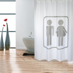MSV Shower curtain Polyester H/F 180x200cm PRMEIUM QUALITY Gray & White - Rings included