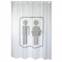 MSV Tenda doccia Poliestere H/F 180x200cm QUALITÀ PRMEIUM Grigio & Bianco - Anelli inclusi MSV