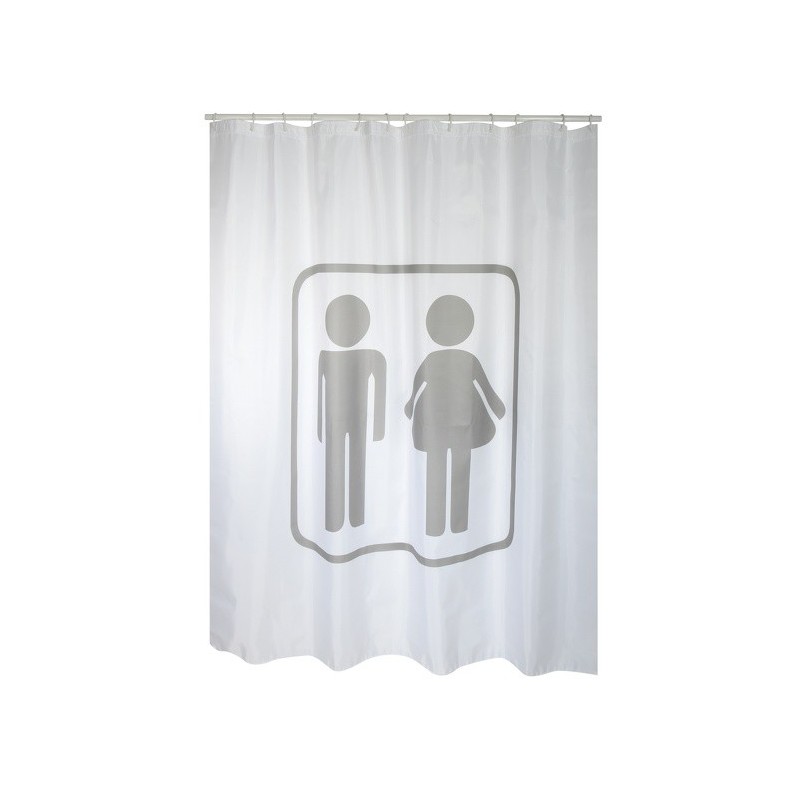 MSV Shower curtain Polyester H/F 180x200cm PRMEIUM QUALITY Gray & White - Rings included MSV