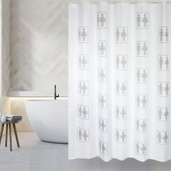 MSV Shower curtain Polyester H/F Mini 180x200cm PREMIUM QUALITY White - Rings included MSV