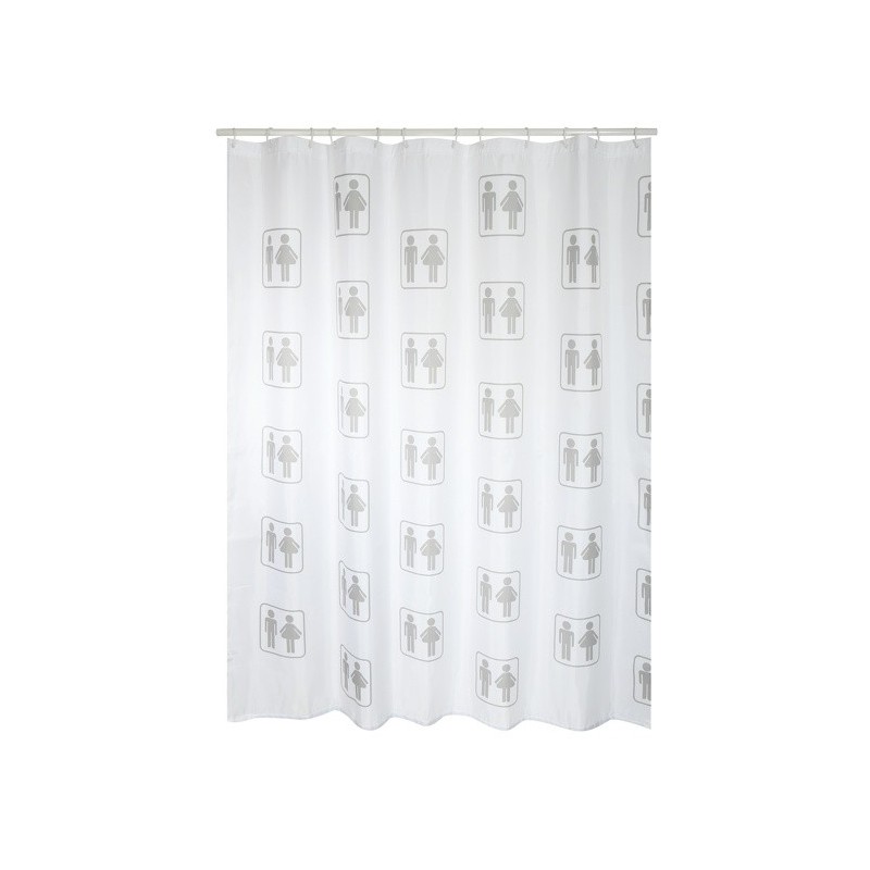 MSV Tenda doccia Poliestere H/F Mini 180x200cm PREMIUM QUALITY Bianco - Anelli inclusi MSV