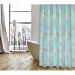 MSV Cortina de ducha Poliéster Cortina de baño HUELLAS 180x200cm CALIDAD PREMIUM Turquesa - Anillas incluidas MSV